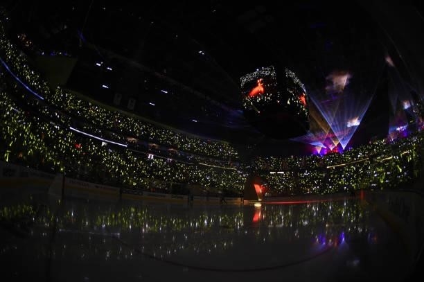 General view of the ice prior to Game One of the Stanley Cup Semifinals between the Vegas Golden Knights and the Montreal Canadiens at T-Mobile Arena...