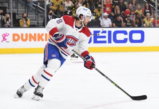 Ben Chiarot of the Montreal Canadiens skates during the first period against the Vegas Golden Knights in Game One of the Stanley Cup Semifinals at...