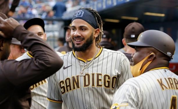 Fernando Tatis Jr. #23 of the San Diego Padres looks on before a game against the New York Mets at Citi Field on June 11, 2021 in New York City. The...