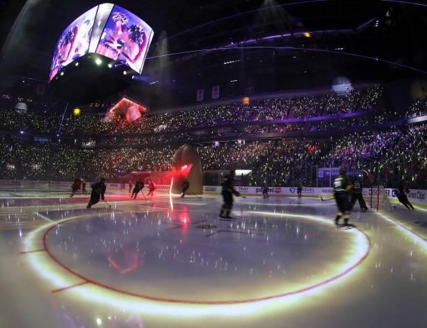 The Vegas Golden Knights take to the ice for Game One of the Stanley Cup Semifinals during the 2021 Stanley Cup Playoffs against the Montreal...