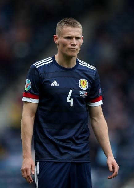 Scott McTominay of Scotland looks on during the UEFA Euro 2020 Championship Group D match between Scotland v Czech Republic on June 14, 2021 in...