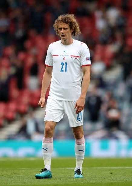 Alex Kral of Czech Republic looks on during the UEFA Euro 2020 Championship Group D match between Scotland v Czech Republic on June 14, 2021 in...