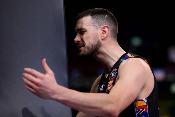 Chris Goulding of United shows his frustration during game three of the NBL Semi-Final Series between Melbourne United and the South East Melbourne...