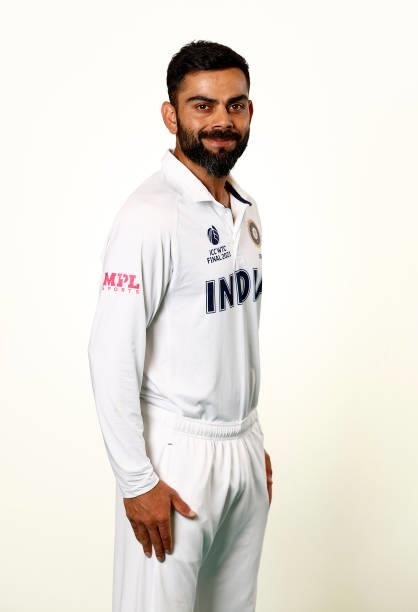 Virat Kohli of India poses during the ICC World Test Championship Final India Portrait session at The Ageas Bowl on June 15, 2021 in Southampton,...