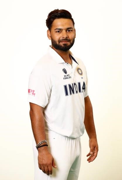 Rishabh Pant of India poses during the ICC World Test Championship Final India Portrait session at The Ageas Bowl on June 15, 2021 in Southampton,...