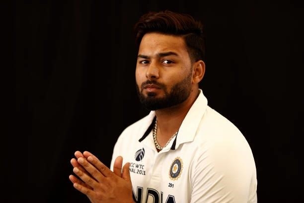 Rishabh Pant of India poses during the ICC World Test Championship Final India Portrait session at The Ageas Bowl on June 15, 2021 in Southampton,...