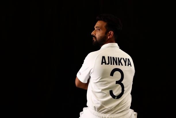 Ajinkya Rahane of India poses during the ICC World Test Championship Final India Portrait session at The Ageas Bowl on June 15, 2021 in Southampton,...