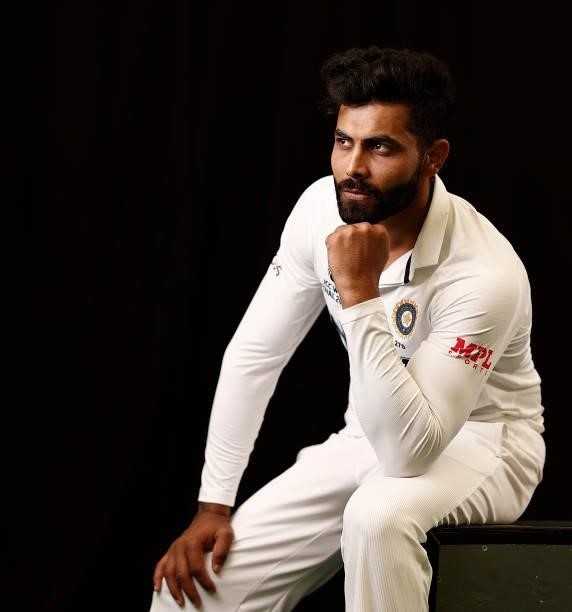 Ravindra Jadeja of India poses during the ICC World Test Championship Final India Portrait session at The Ageas Bowl on June 15, 2021 in Southampton,...