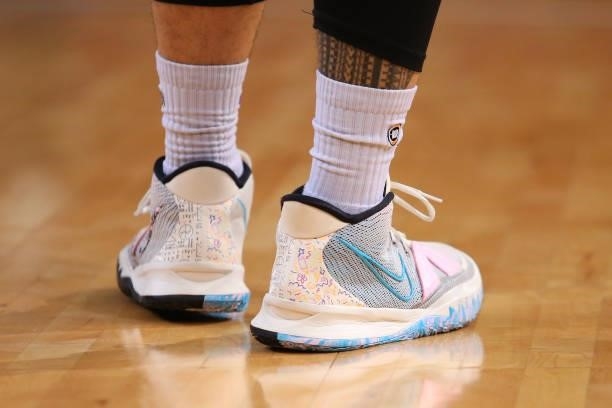 The shoes of Izayah Mauriohooho-Le'afa of the Phoenix are seen during game three of the NBL Semi-Final Series between Melbourne United and the South...