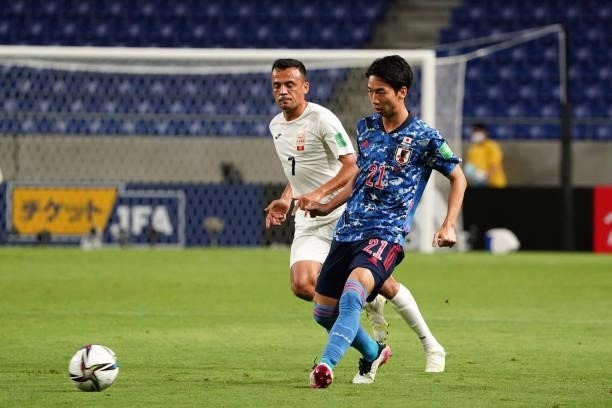 Hayao Kawabe of Japan in action during the FIFA World Cup Asian Qualifier second round Group F match between Japan and Kyrgyz at Panasonic Stadium...