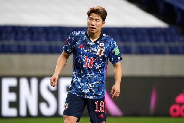 Takuma Asano of Japan is seen during the FIFA World Cup Asian Qualifier second round Group F match between Japan and Kyrgyz at Panasonic Stadium...
