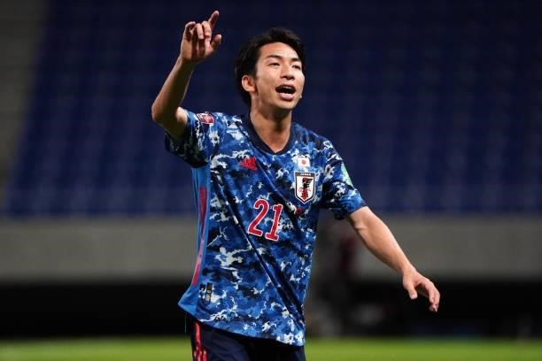 Hayao Kawabe of Japan is seen during the FIFA World Cup Asian Qualifier second round Group F match between Japan and Kyrgyz at Panasonic Stadium...