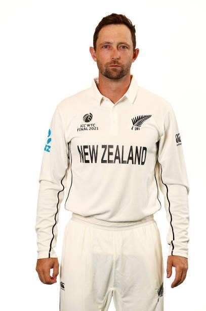 Devon Conway of New Zealand poses during the ICC World Test Championship Final New Zealand Portrait session at The Ageas Bowl on June 15, 2021 in...