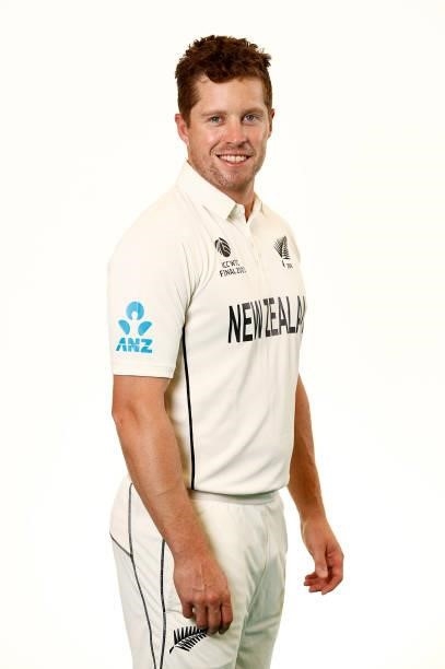 Henry Nicholls of New Zealand poses during the ICC World Test Championship Final New Zealand Portrait session at The Ageas Bowl on June 15, 2021 in...