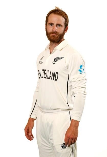 Kane Williamson of New Zealand poses during the ICC World Test Championship Final New Zealand Portrait session at The Ageas Bowl on June 15, 2021 in...