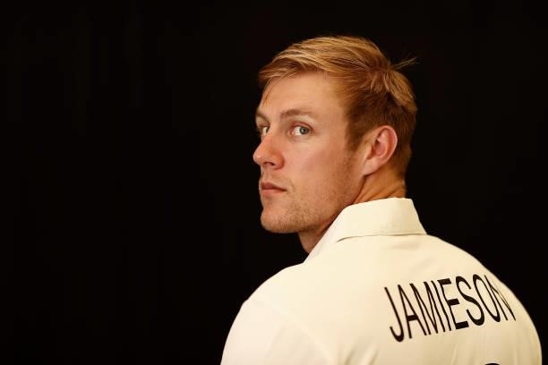 Kyle Jamieson of New Zealand poses during the ICC World Test Championship Final New Zealand Portrait session at The Ageas Bowl on June 15, 2021 in...