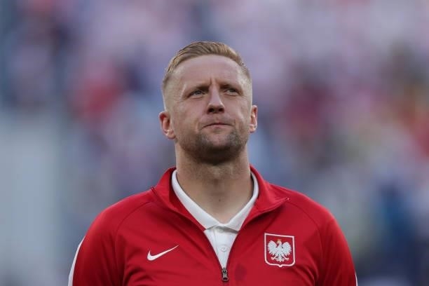 Kamil Glik of Poland prior to start the UEFA Euro 2020 Championship Group E match between Poland and Slovakia on June 14, 2021 in Saint Petersburg,...