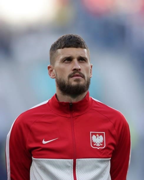Mateusz Klich of Poland prior to start the UEFA Euro 2020 Championship Group E match between Poland and Slovakia on June 14, 2021 in Saint...