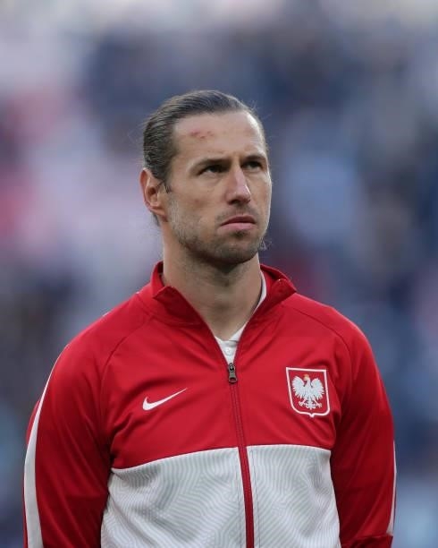 Grzegorz Krychowiak of Poland prior to start the UEFA Euro 2020 Championship Group E match between Poland and Slovakia on June 14, 2021 in Saint...