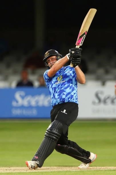 Luke Wright of Sussex Sharks bats during the Vitality T20 Blast match between Essex Eagles and Sussex Sharks at Cloudfm County Ground on June 15,...