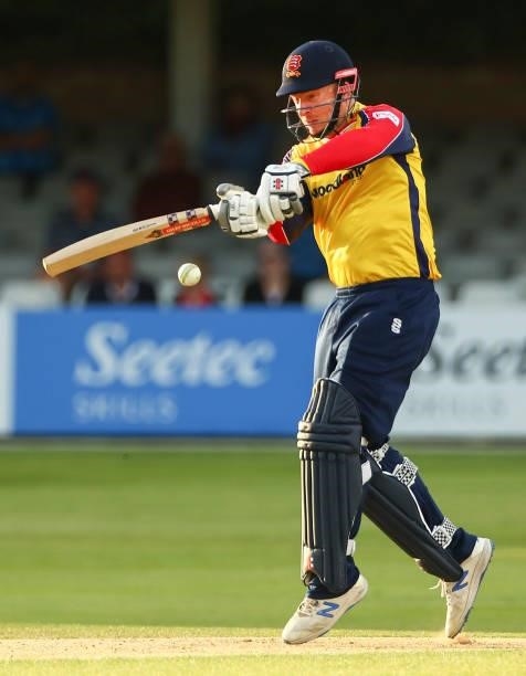 Simon Harmer of Essex Eagles bats during the Vitality T20 Blast match between Essex Eagles and Sussex Sharks at Cloudfm County Ground on June 15,...