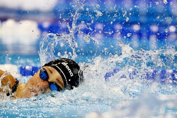 Madisyn Cox of the United States competes in a semifinal heat for the Women's 200m Individual Medley during Day Three of the 2021 U.S. Olympic Team...