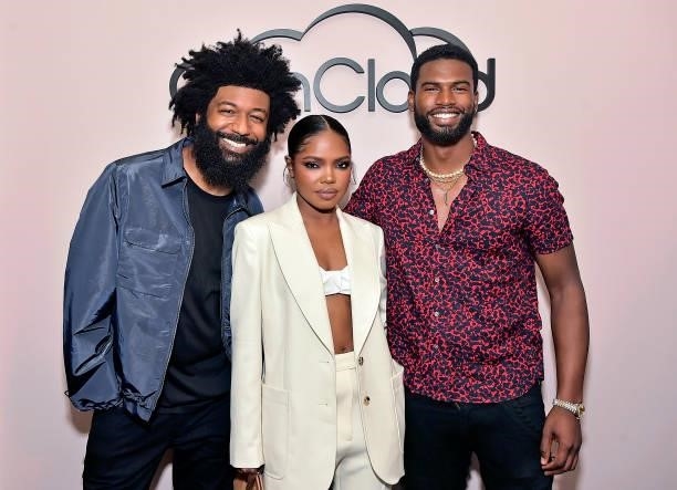 Coin Cloud CMO Amondo Redmond, Ryan Destiny, and Broderick Hunter attend the Coin Cloud Cocktail Party, hosted by artist and actor Common, at Sunset...