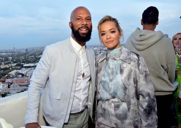 Common and Rita Ora attend the Coin Cloud Cocktail Party, hosted by artist and actor Common, at Sunset Tower Hotel on June 15, 2021 in Los Angeles,...