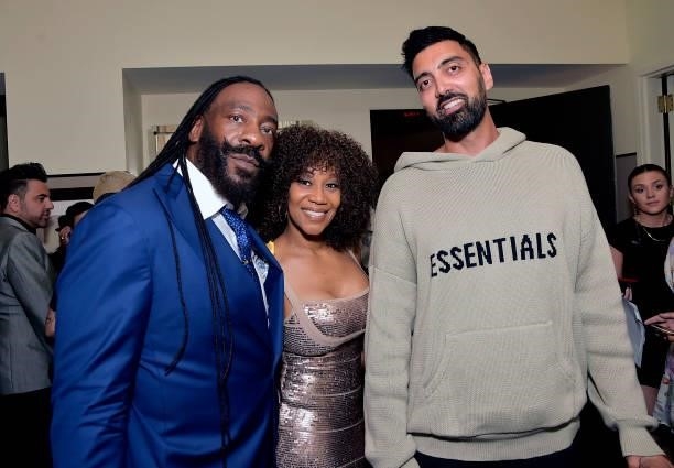 Booker T, Sharmell Sullivan-Huffman, and Ronnie Singh attend the Coin Cloud Cocktail Party, hosted by artist and actor Common, at Sunset Tower Hotel...