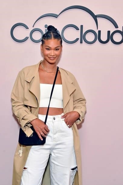 Chanel Iman attends the Coin Cloud Cocktail Party, hosted by artist and actor Common, at Sunset Tower Hotel on June 15, 2021 in Los Angeles,...
