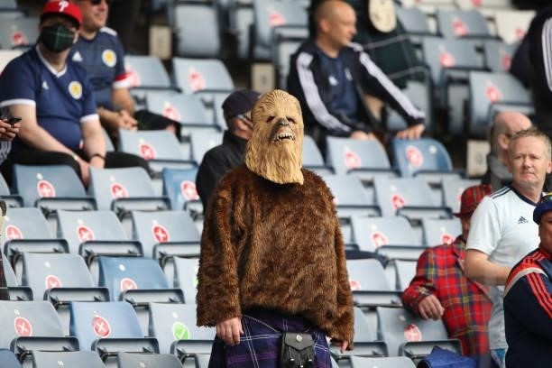 Scotland fan dressed as Star Wars character Chewbacca is seen during the UEFA Euro 2020 Championship Group D match between Scotland v Czech Republic...