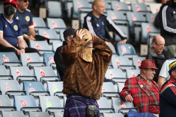 Scotland fan dressed as Star Wars character Chewbacca is seen during the UEFA Euro 2020 Championship Group D match between Scotland v Czech Republic...