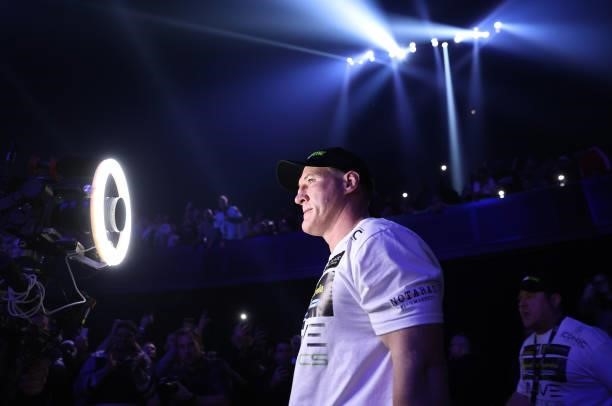 Paul Gallen makes his way to the ring during the heavyweight bout between Justis Huni and Paul Gallen at ICC Sydney on June 16, 2021 in Sydney,...