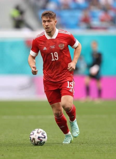 Rifat Zhemaletdinov of Russia on the ball during the UEFA Euro 2020 Championship Group B match between Finland and Russia at Saint Petersburg Stadium...