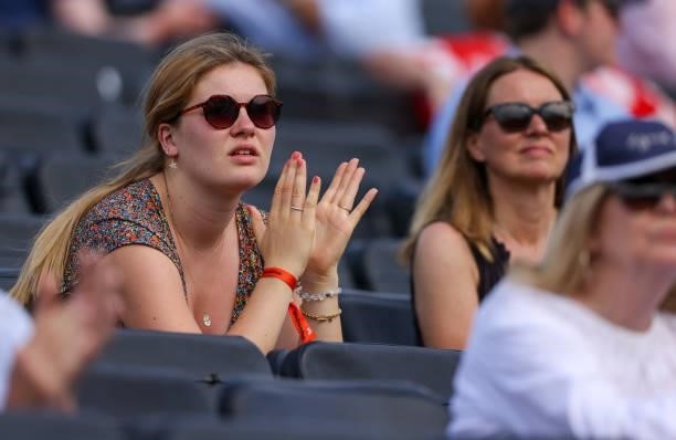 Fans watch Round of 16 match on center court against during Day 3 of The cinch Championships at The Queen's Club on June 16, 2021 in London, England.