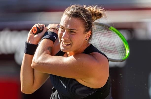 Aryna Sabalenka of Belarus in action against Madison Keys of the United States in the women's singles second round match during day 5 of the...