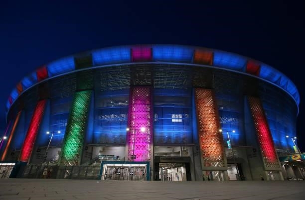 General view of the Puskas Arena is seen after the UEFA Euro 2020 Championship Group F match between Hungary and Portugal on June 15, 2021 in...