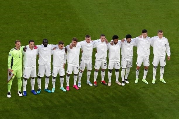 The German national team during the UEFA Euro 2020 match between France and Germany at Allianz Arena on June 15, 2021 in Munich, Germany