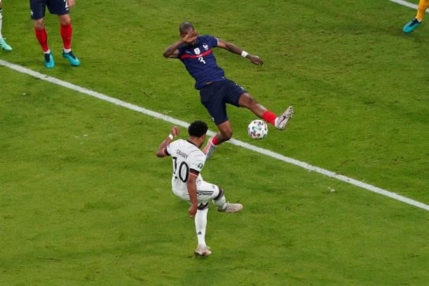 Serge Gnabry of Germany, Presnel Kimpembe of France during the UEFA Euro 2020 match between France and Germany at Allianz Arena on June 15, 2021 in...
