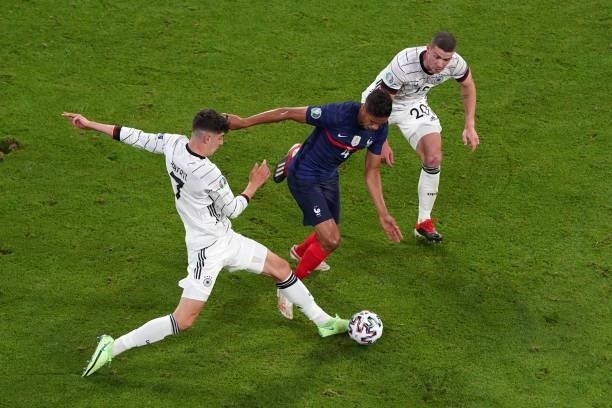 Kai Havertz of Germany, Raphael Varane of France during the UEFA Euro 2020 match between France and Germany at Allianz Arena on June 15, 2021 in...