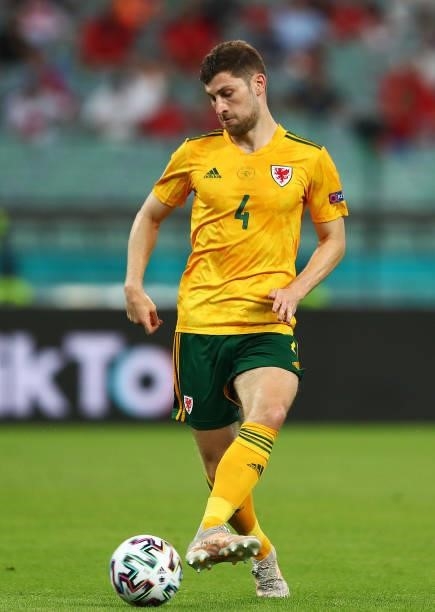 Ben Davies of Wales in action during the UEFA Euro 2020 Championship Group A match between Turkey and Wales at Baku Olimpiya Stadionu on June 16,...