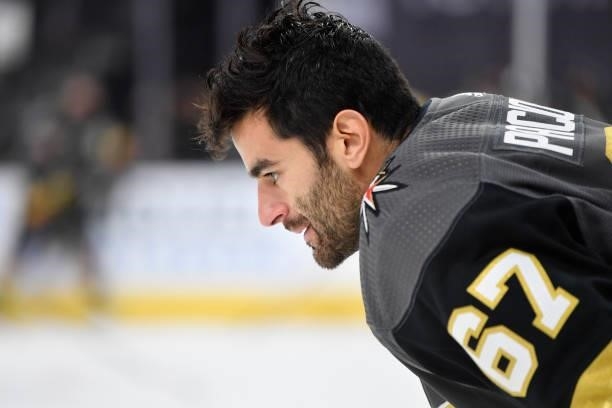 Max Pacioretty of the Vegas Golden Knights warms up prior to Game Two of the Stanley Cup Semifinals against the Montreal Canadiens at T-Mobile Arena...
