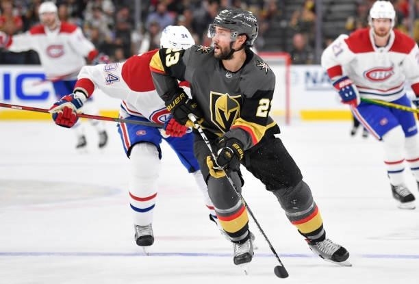 Alec Martinez of the Vegas Golden Knights skates during the second period against the Montreal Canadiens in Game Two of the Stanley Cup Semifinals at...
