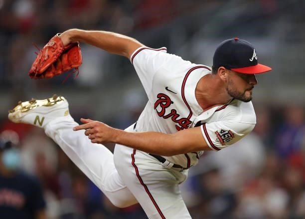 Kyle Muller of the Atlanta Braves pitches in his MLB debut in the fifth inning against the Boston Red Sox at Truist Park on June 16, 2021 in Atlanta,...