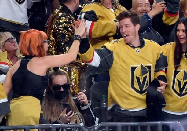 Shaun White is seen in attendance during Game Two of the Stanley Cup Semifinals between the Vegas Golden Knights and the Montreal Canadiens at...