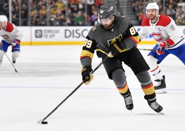 Alex Tuch of the Vegas Golden Knights skates during the third period against the Montreal Canadiens in Game Two of the Stanley Cup Semifinals at...