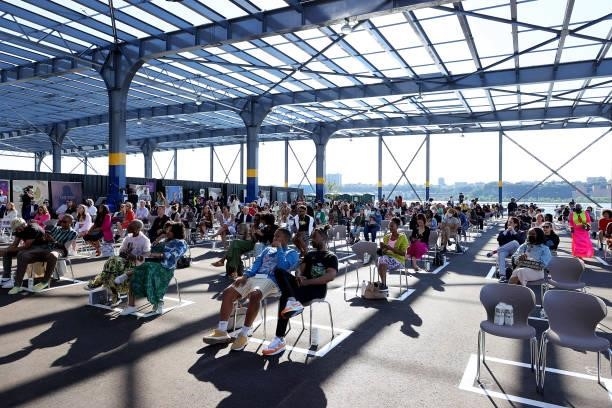 View of attendees at the Indeed ‘Rising Voices’ premiere at Tribeca Film Festival at Pier 76 on June 16, 2021 in New York City.