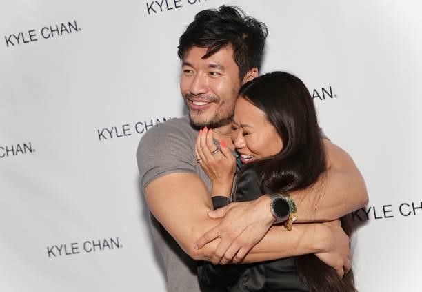 Kevin Kreiger and Kelly Mi Li of Bling Empire attend Kyle Chan's retail store opening at Kyle Chan Design on June 16, 2021 in Los Angeles, California.