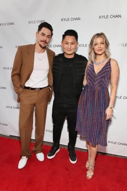 Tom Sandoval, Kyle Chan and Ariana Madix attend Kyle Chan's retail store opening at Kyle Chan Design on June 16, 2021 in Los Angeles, California.