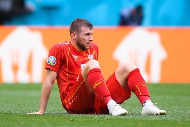 Stefan Ristovski of North Macedonia looks dejected following defeat in the UEFA Euro 2020 Championship Group C match between Ukraine and North...